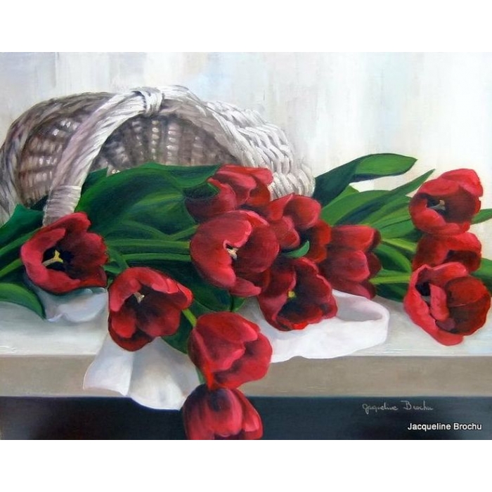 Картина по номерам 'Тюльпаны в корзинке'