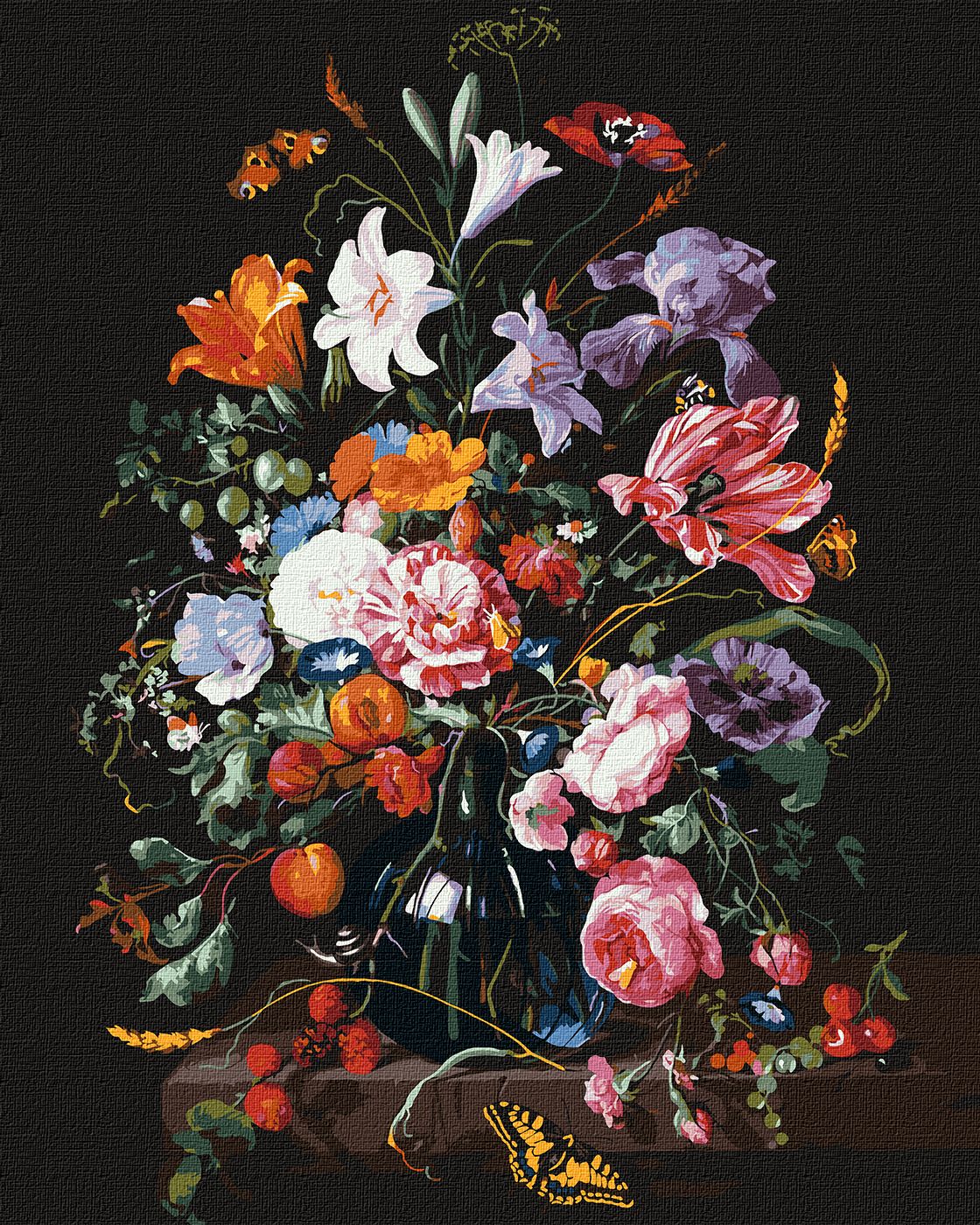 Картина по номерам 'Ваза с цветами и ягодами'