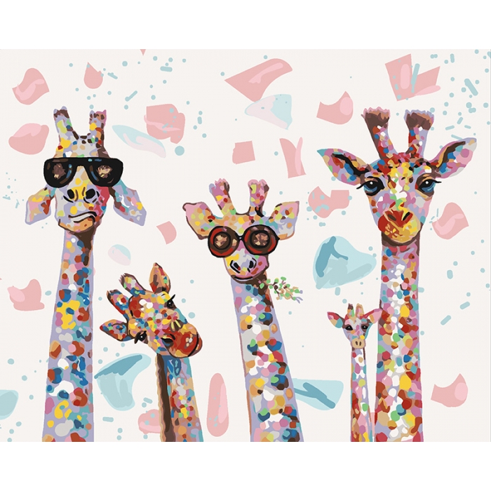 Картина по номерам 'Веселые жирафы'