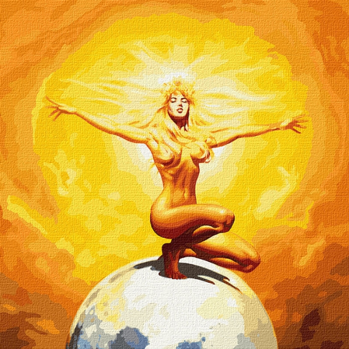 Картина по номерам 'Владычица солнца с красками металлик'