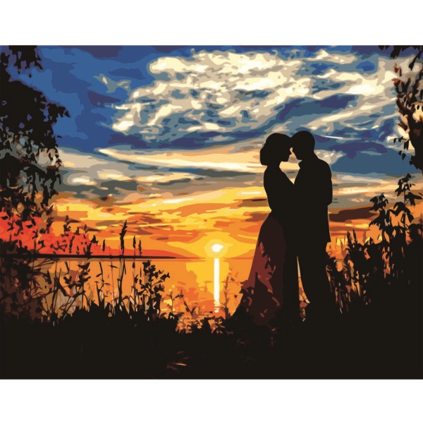 Картина по номерам 'Влюбленная пара возле озера'