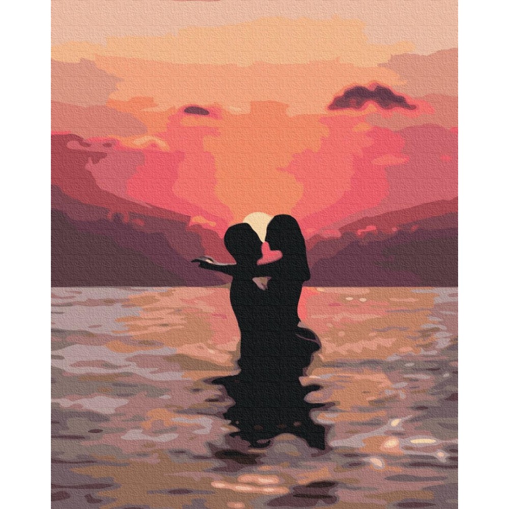 Картина за номерами 'Закохані на заході сонця'
