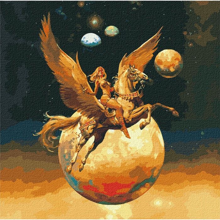 Картина по номерам 'Завоевательница космоса с красками металлик'