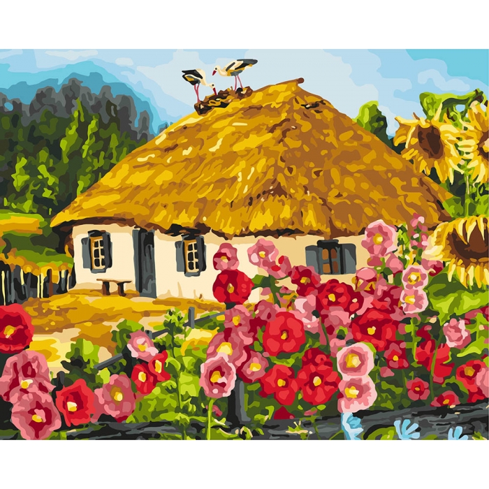 Картина по номерам на холсте 'Домик в селе'