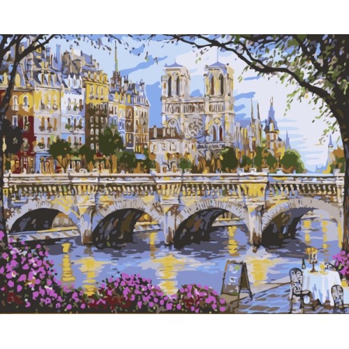 Картина по номерам на подрамнике Париж 'Вид на собор'