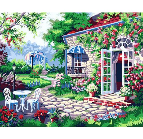 Картина за номерами на підрамнику 'Літній сад'