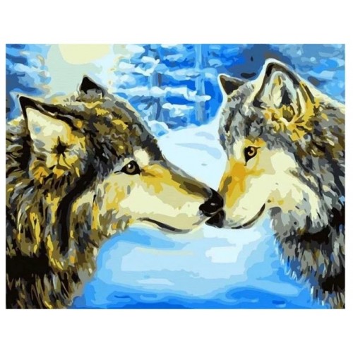 Картина по номерам на подрамнике 'Пара волков'