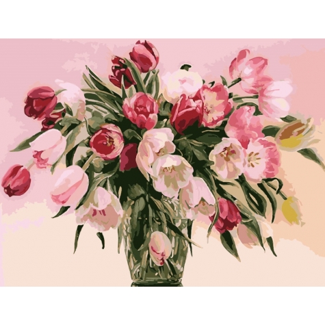 Картина по номерам на подрамнике 'Тюльпаны в вазе'