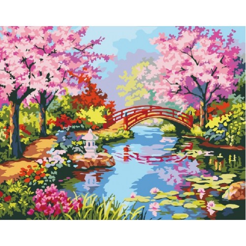 Картина по номерам на подрамнике 'Весенний сад'