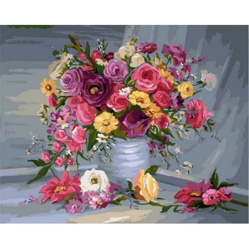 Картина по номерам цветы 'Розовое изобилие'