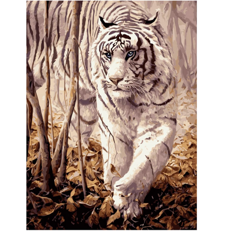 Картина-раскраска по номерам 'Белый тигр'