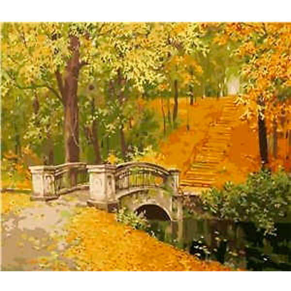 Картина-раскраска по номерам 'Мост в осеннем парке'