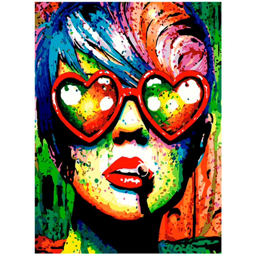 Картина-розмальовка по номерах 'Поп-арт дівчина в окулярах'