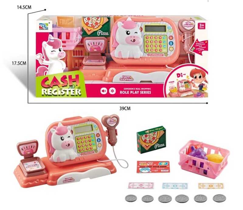 Кассовый аппарат со сканером и деньгами