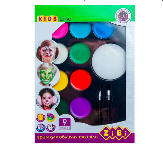 Фарби для гриму обличчя і тіла 9 кольорів