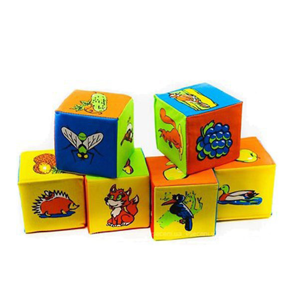 Кубики мягкие 'Животные и фрукты' 6 штук