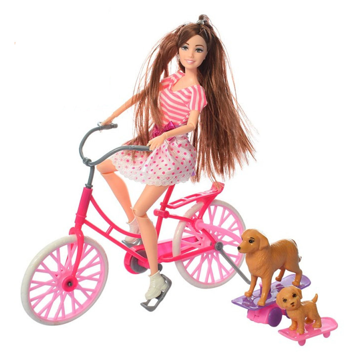 Лялька з велосипедом і собачками