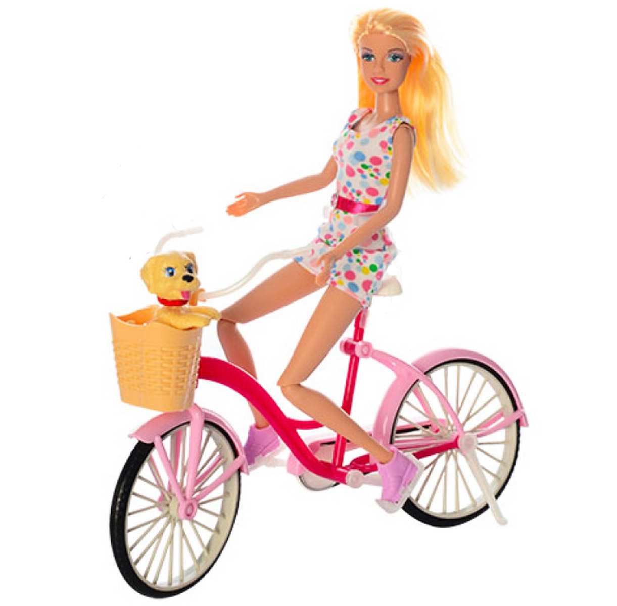 Кукла с велосипедом и собачкой