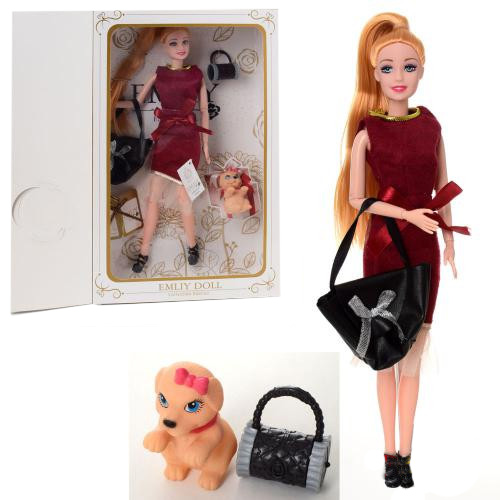 Лялька шарнірна 'Леді в червоному з собачкою'