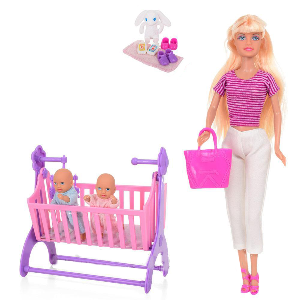 Лялька типу барбі з 2 немовлятами