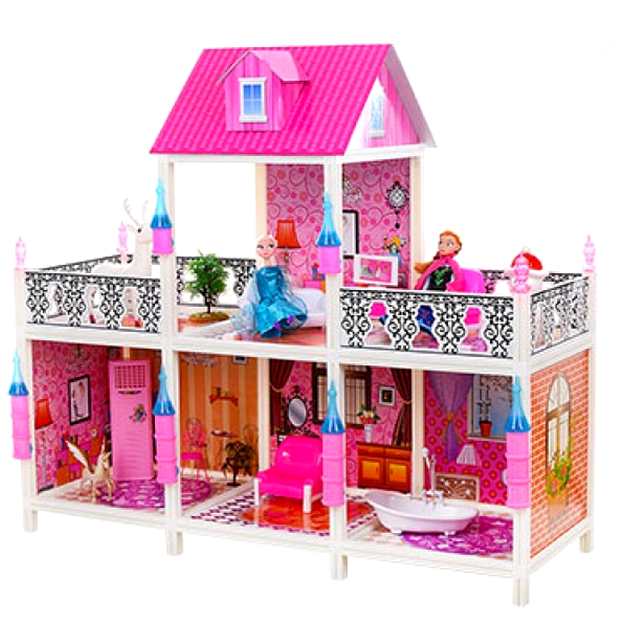 Кукольный домик с куклами и мебелью 'Frozen'