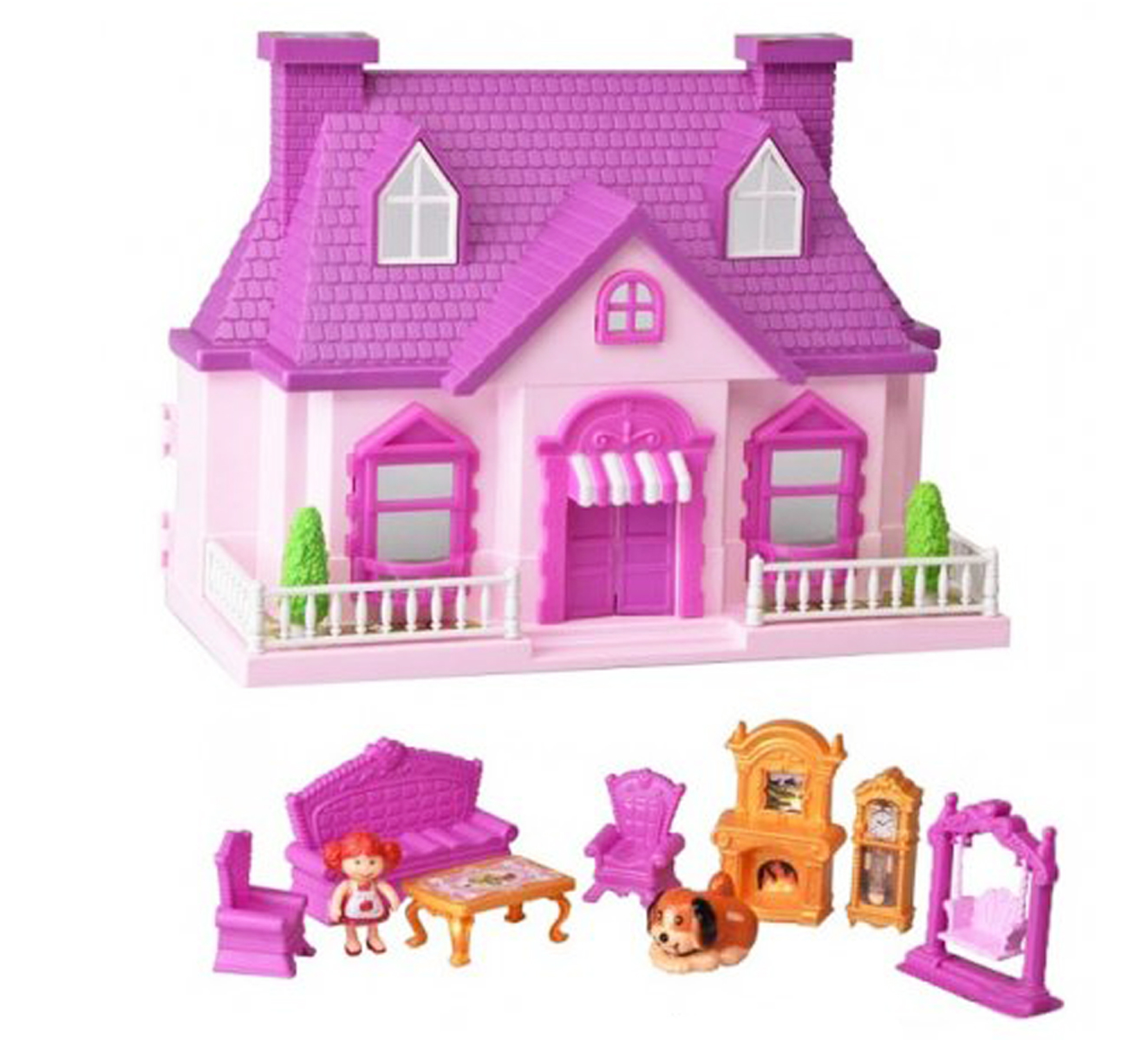 Кукольный домик с мебелью и фигурками