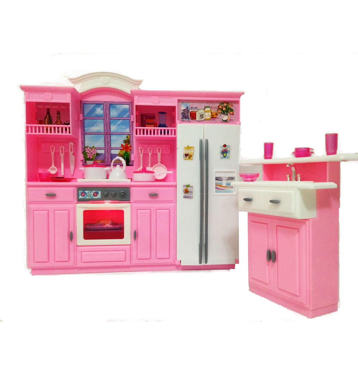 Мебель для кухни с холодильником и газовой плитой