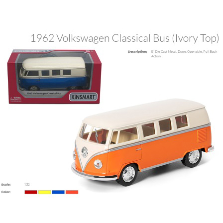 Металлическая модель машины 'Kinsmart' VOLKSWAGEN (1962) CLASSIC Ivory top