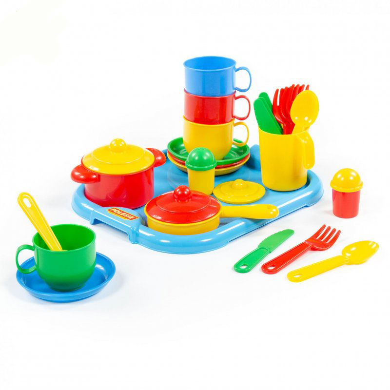 Набор детской посуды 'Хозяйка' с подносом на 4 персоны