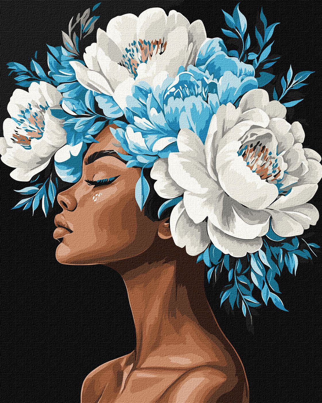 Набор для росписи по номерам 'Голубая гармония с красками металлик extra'