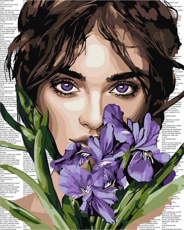 Набор для росписи по номерам 'Красочная поэзия: Фиолетовые ирисы'