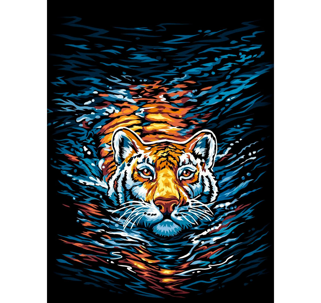 Набір для розпису по номерам 'Тигр який пливе'