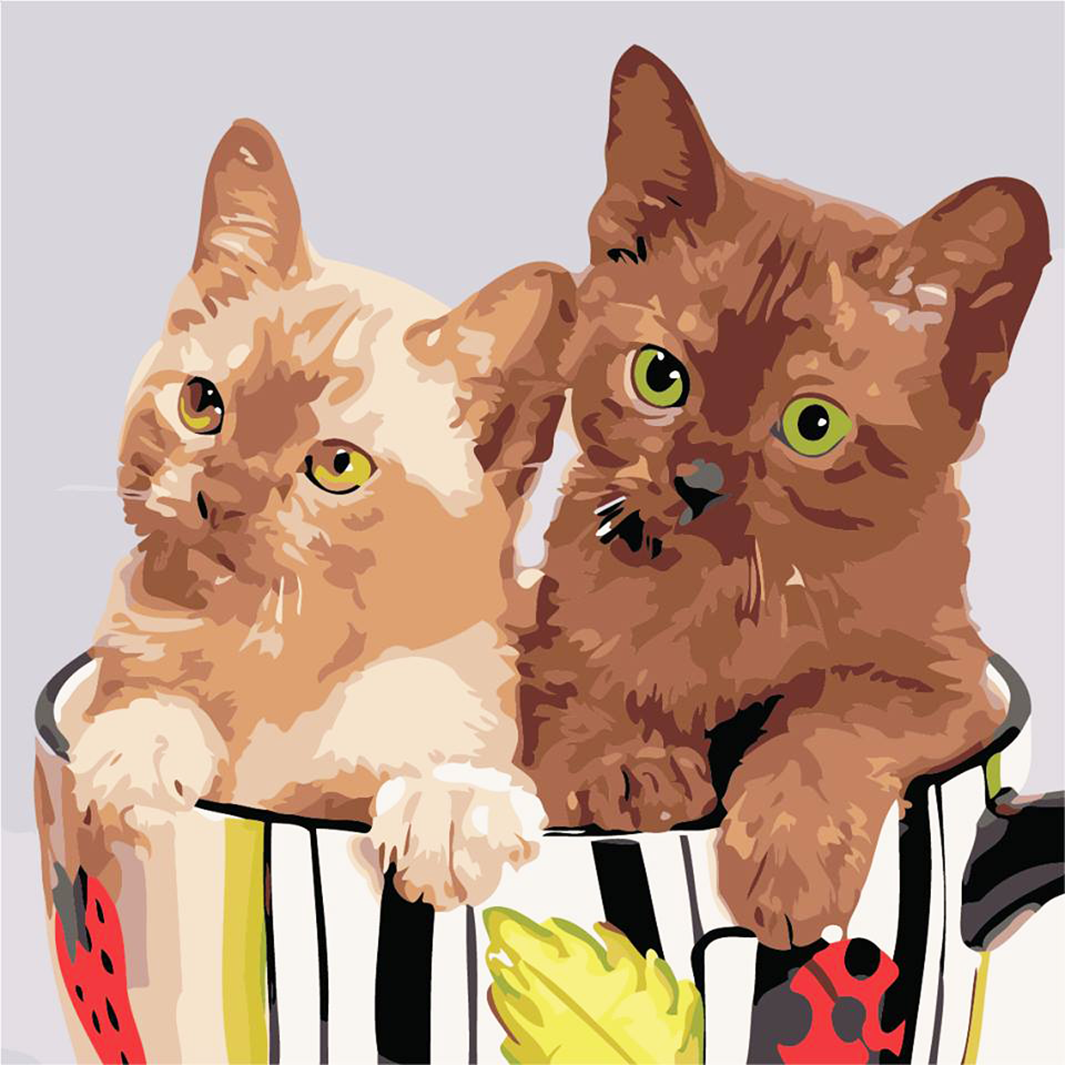 Набор для творчества картина по номерам 'Коты в чашке'