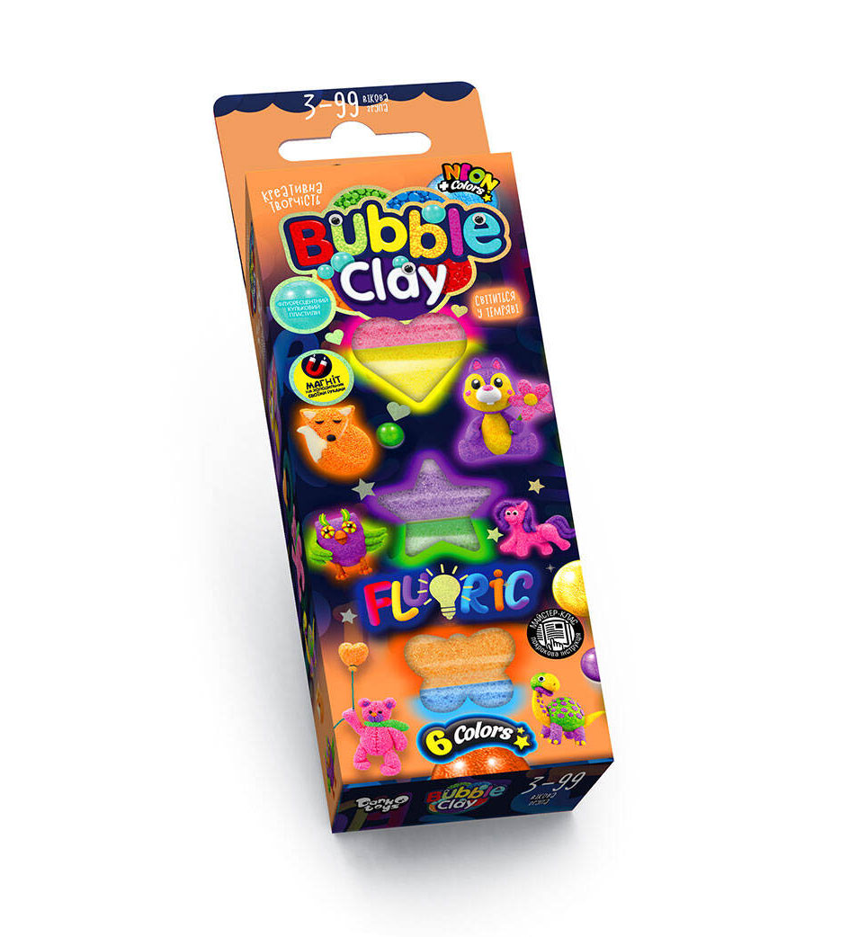 Набір для творчості пластилін 'BUBBLE CLAY 'FLUORIC' 6 кольорів