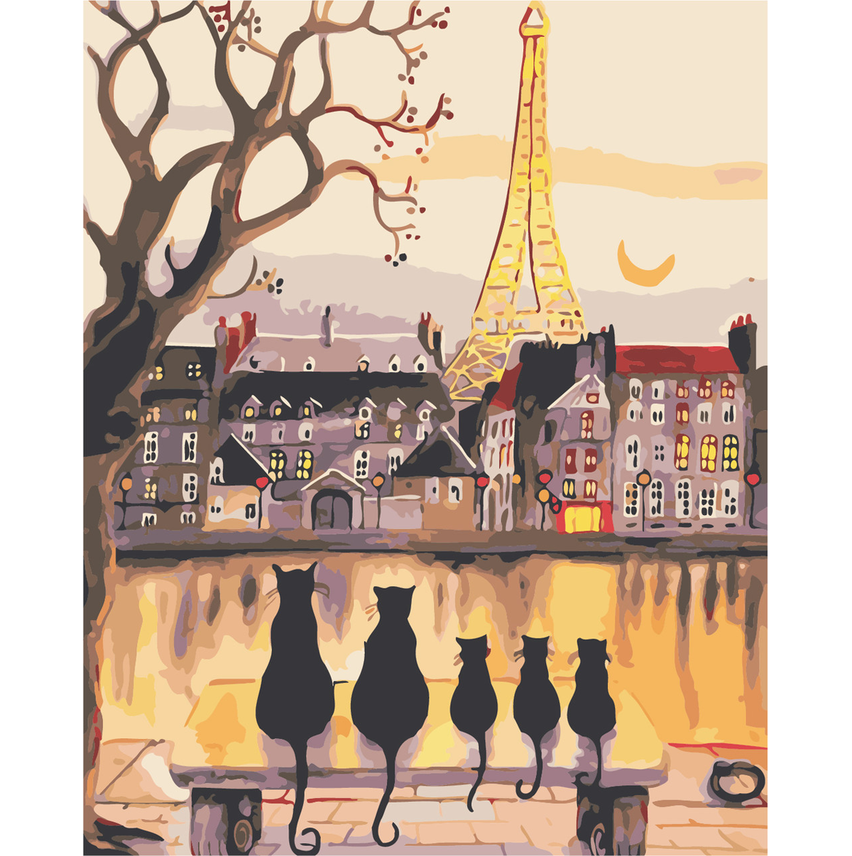 Набор для творчества роспись по номерам 'Парижские коты'