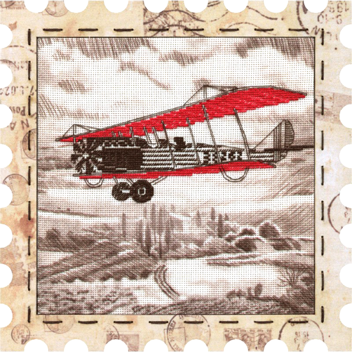 Набор для вышивания нитками 'Самолет' на фоновой канве