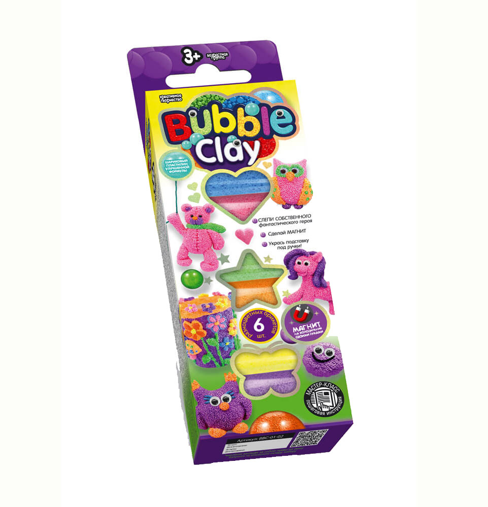 Набір пластиліну 'BUBBLE CLAY' 6 кольорів