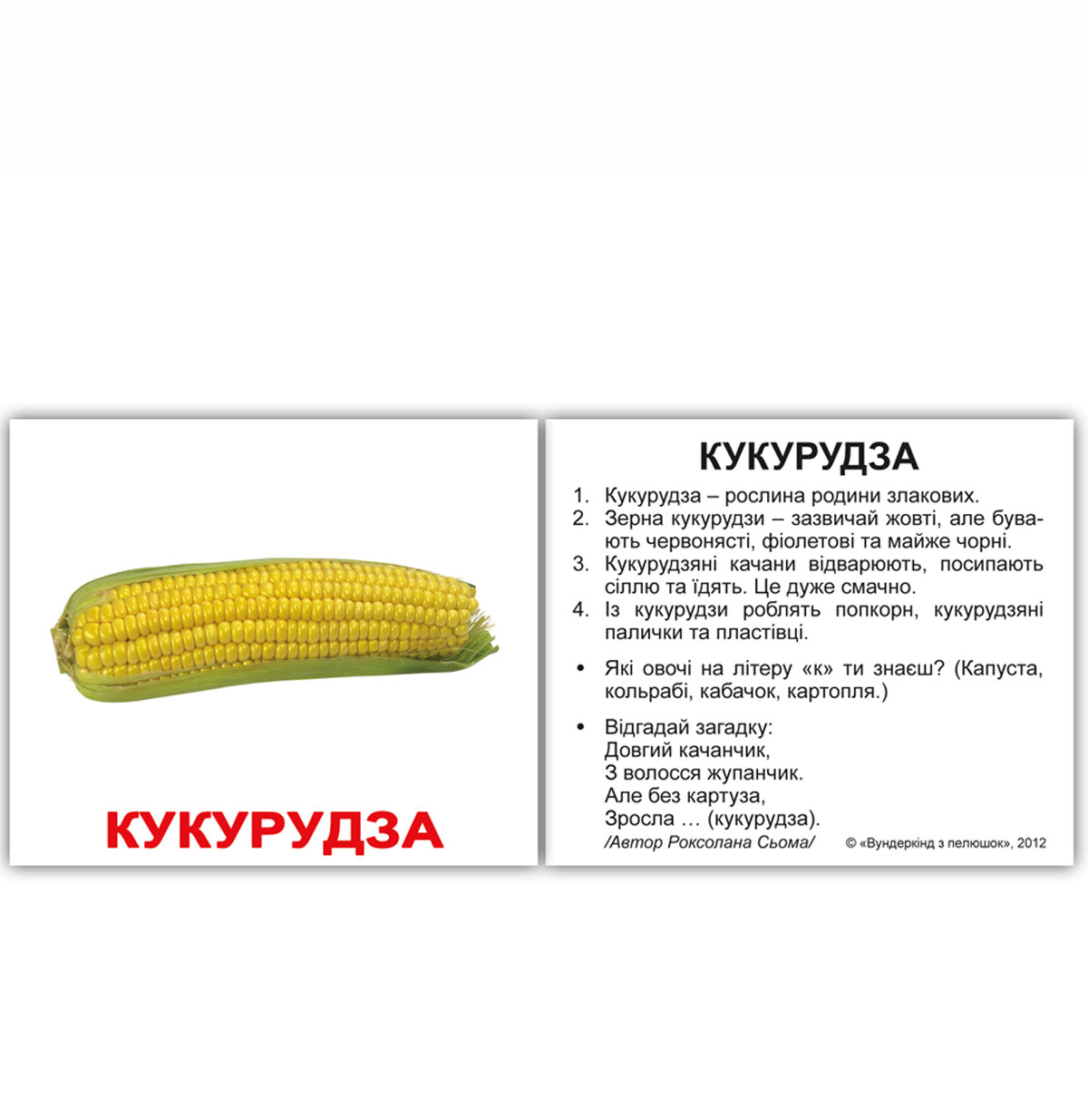 Навчальні українські міні картки з фактами 'Овочі'