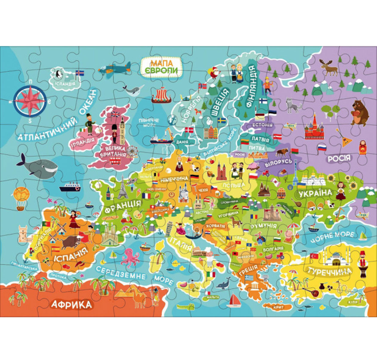 Пазл 'Карта Европы' на украинском языке