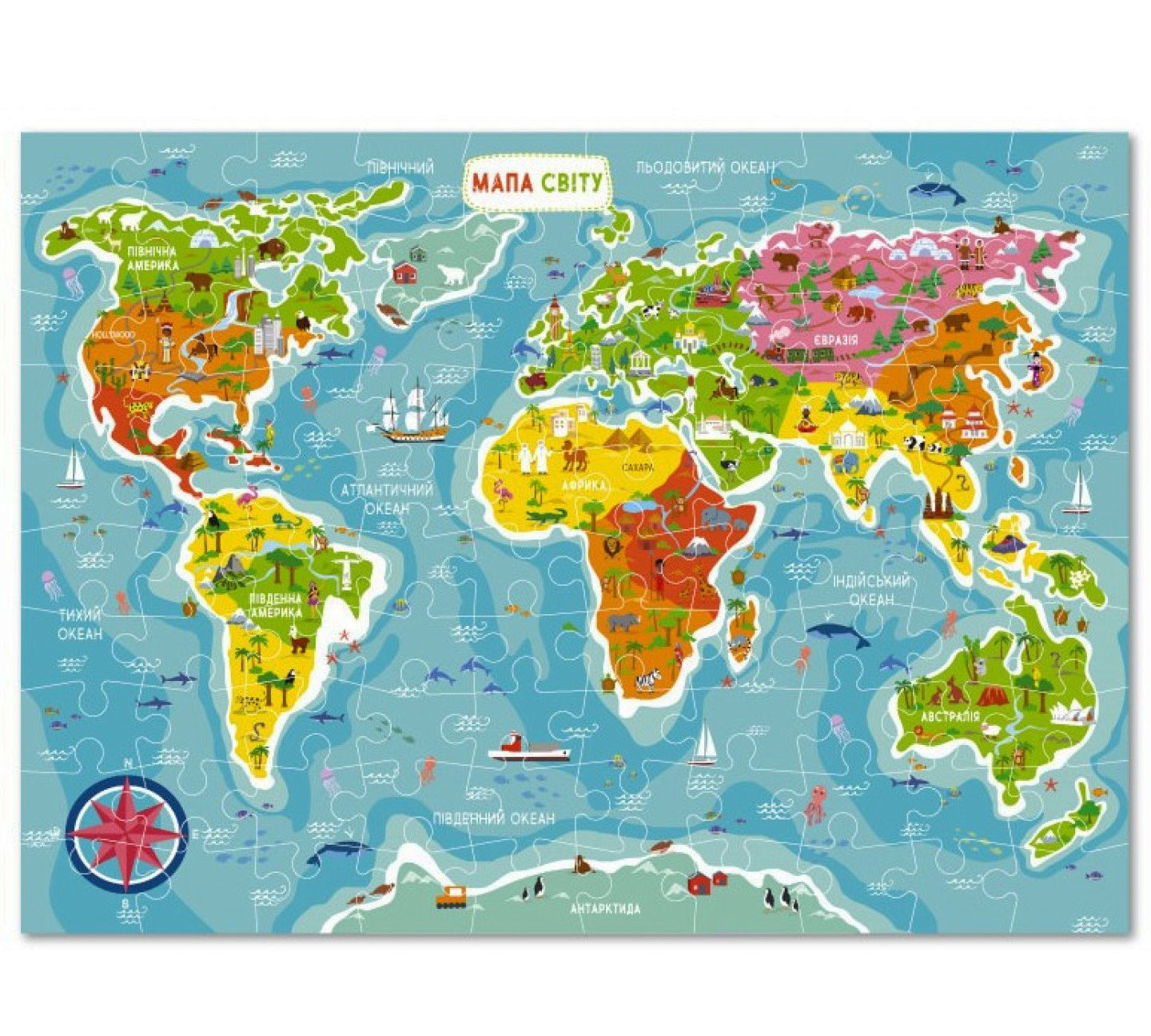 Пазл детский 'Карта Мира' 100 элементов