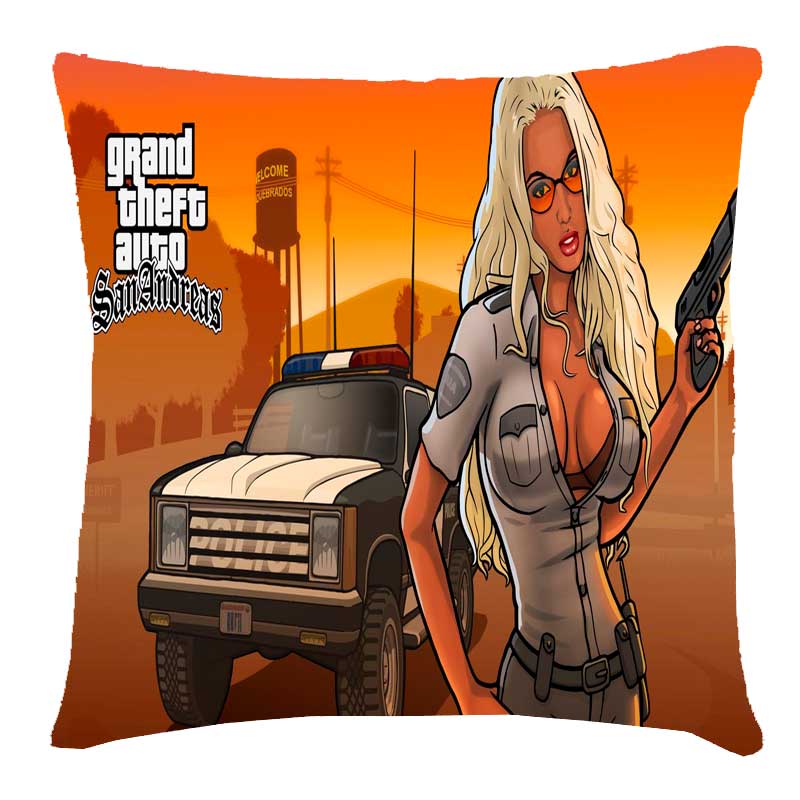 Подушка 3Д принт Grand Theft Auto 'Девушка с пистолетом'