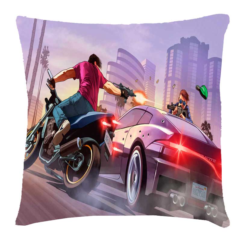 Подушка Grand Theft Auto с принтом 3д 'Перестрелка'