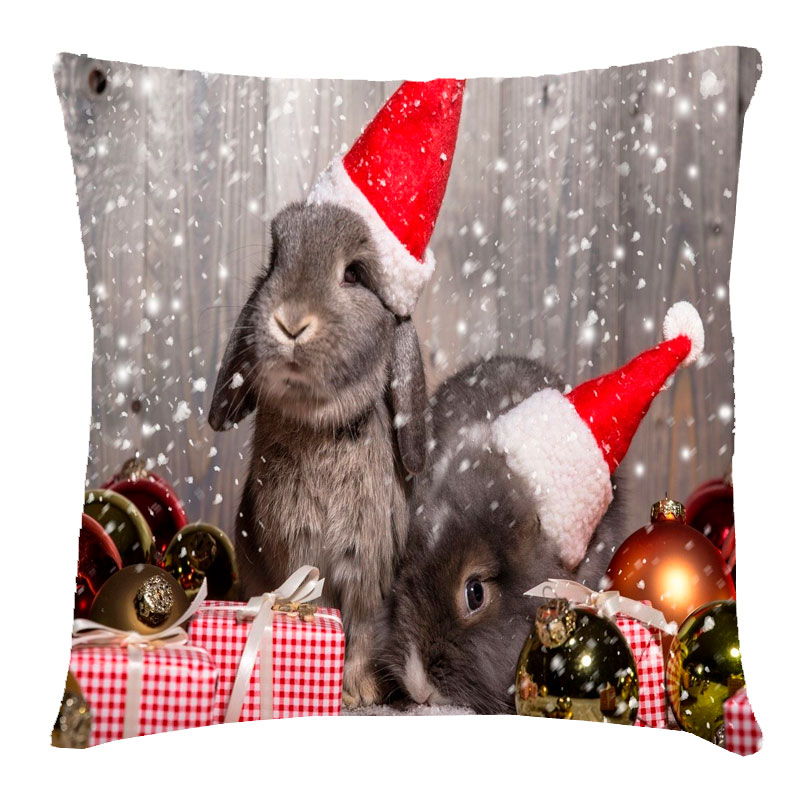 Подушка 'Кролики в новорічних шапках'