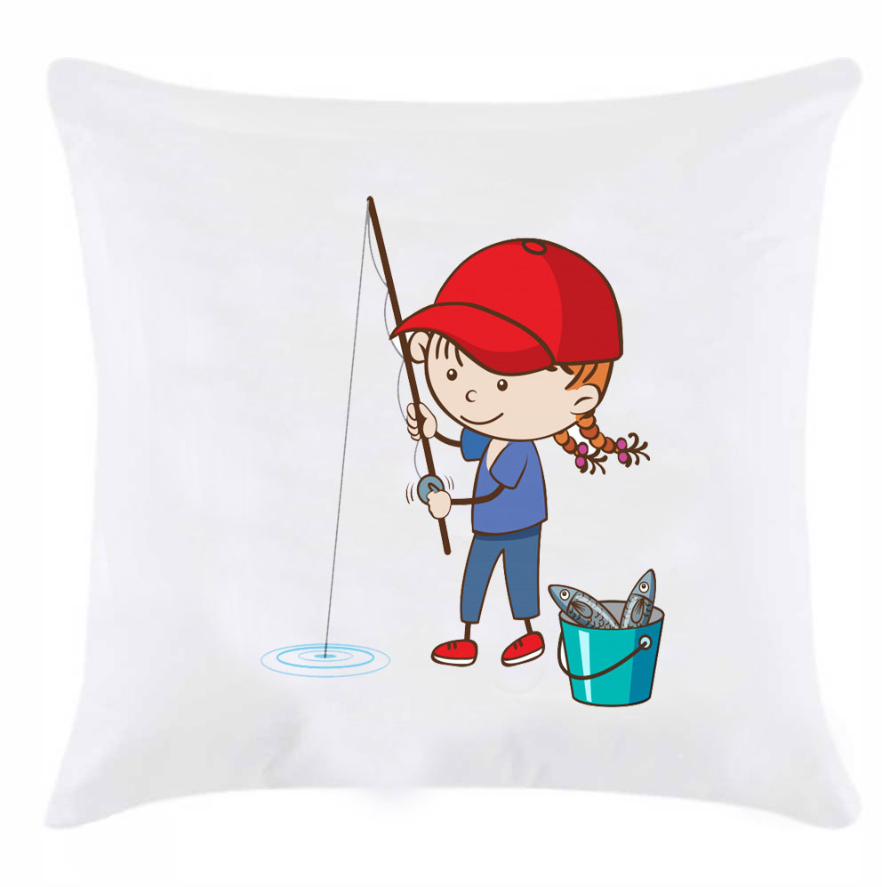 Подушка детская 'Девочка на рыбалке'