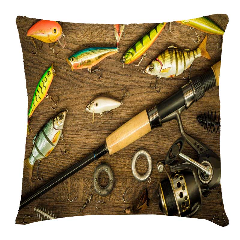 Подушка на подарунок рибалці 'Спінінг та снасті'
