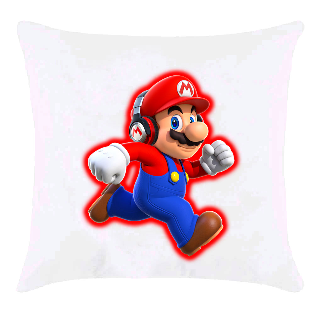 Подушка с принтом 'Супер Марио в наушниках'