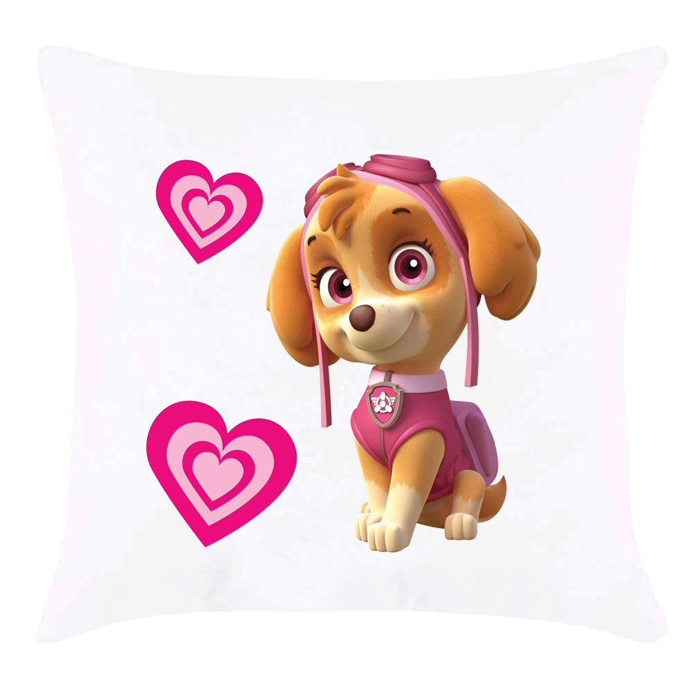 Подушка з принтом щеня 'Скай із сердечками'