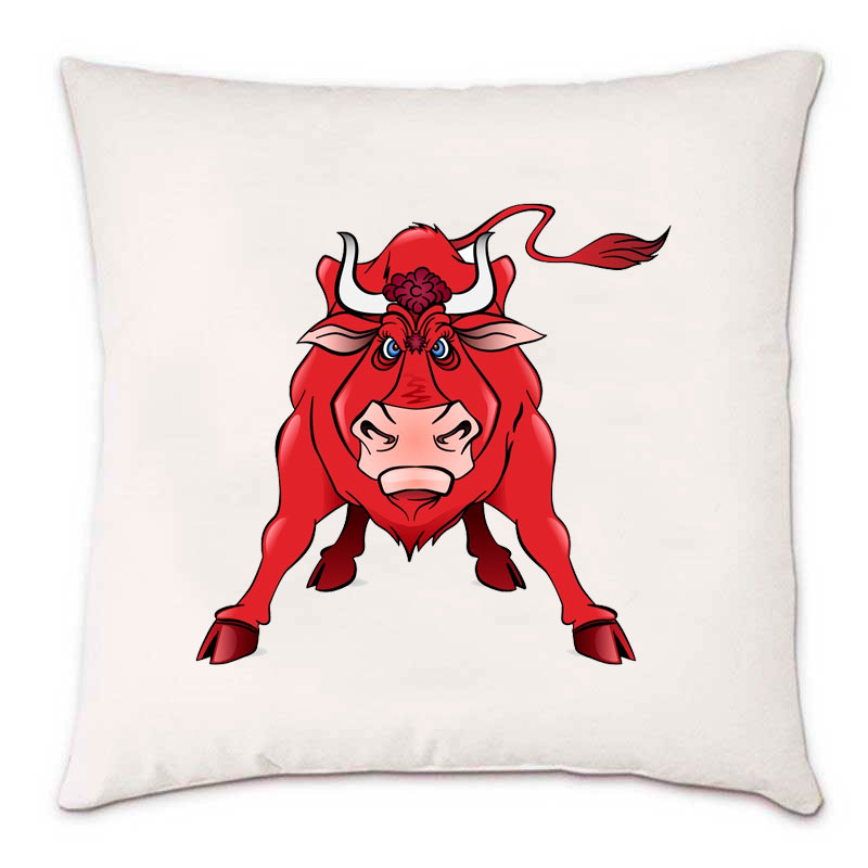 Подушка с рисунком 'Красный бык'
