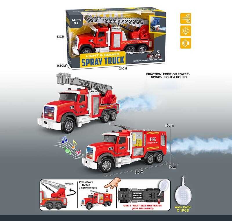 Пожарная машина на батарейках пускает пар