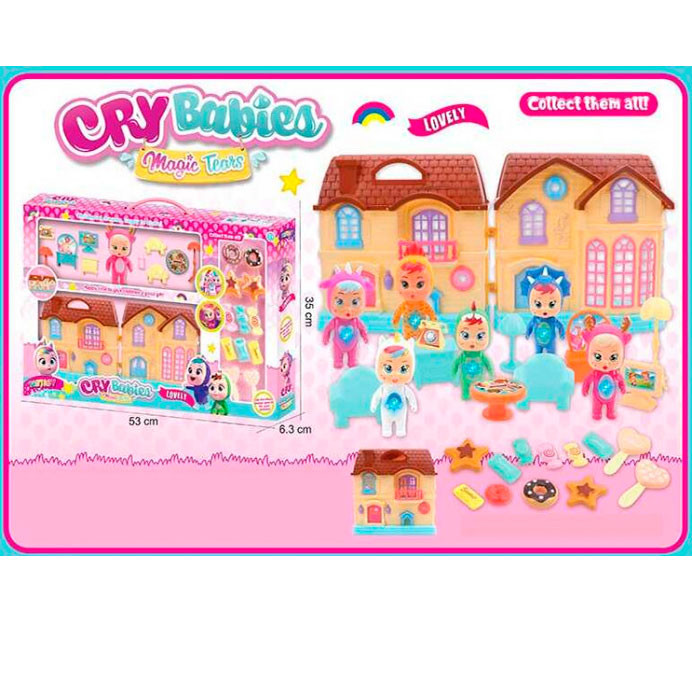 Раскладной кукольный домик с мебелью, куклами и аксессуарами Cry Babies Magic Tears